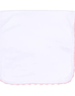 Baby Joy Burp Cloth with Pink Crochet Trim