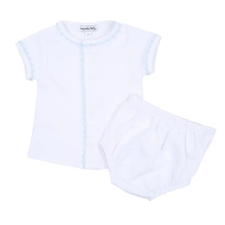 Baby Joy Blue Crochet Trim Diaper Cover Set