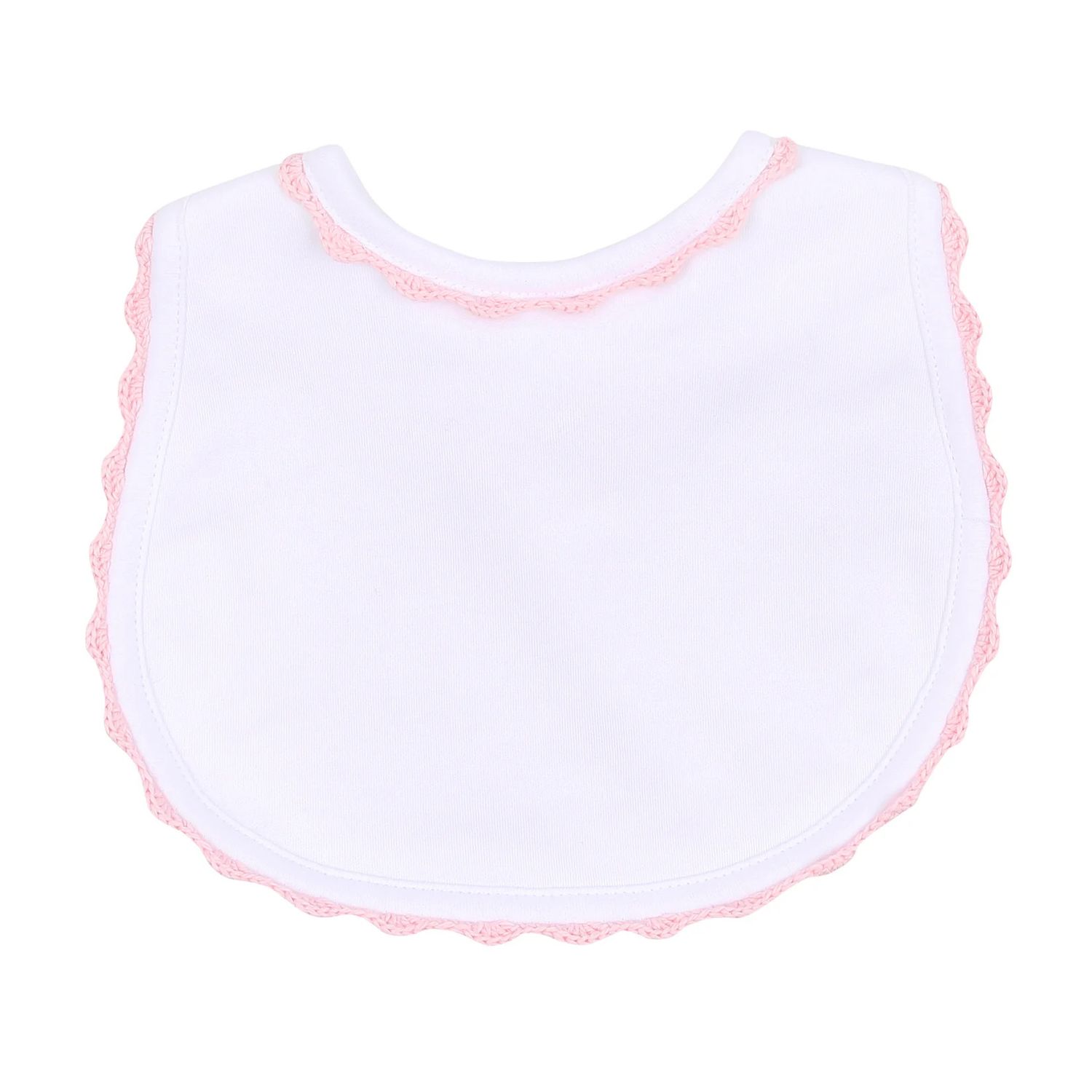Baby Joy Pink Crochet Trim Bib