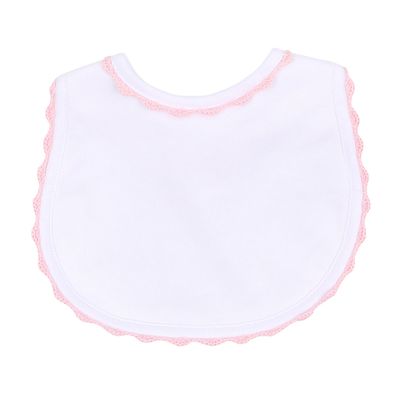 Baby Joy Pink Crochet Trim Bib