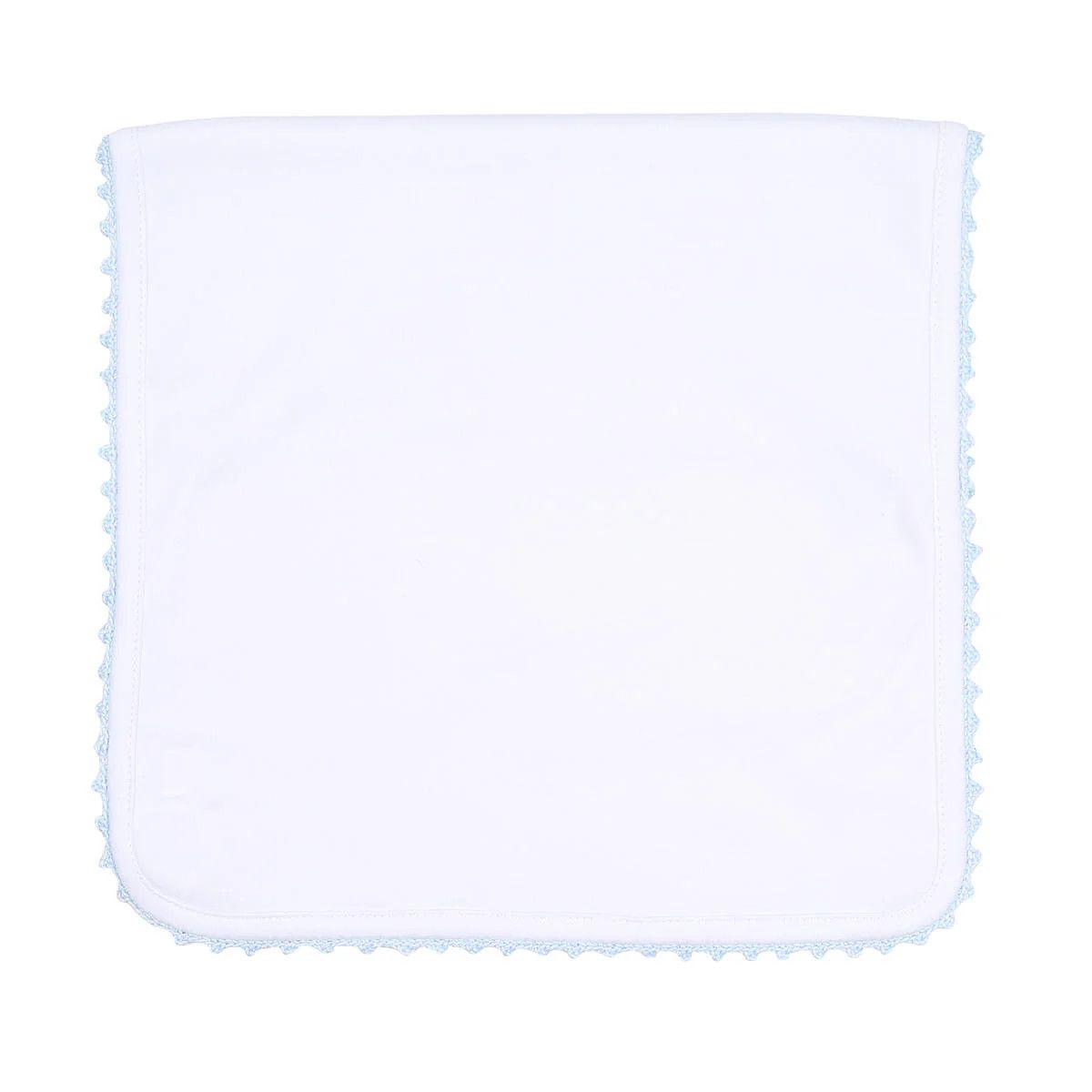 Baby Joy Burp Cloth with Blue Crochet Trim