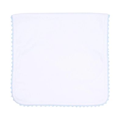 Baby Joy Burp Cloth with Blue Crochet Trim
