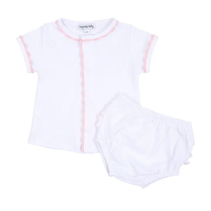 Baby Joy Pink Crochet Trim Diaper Cover Set