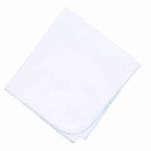 Baby Joy Receiving Blanket with Blue Crochet Trim
