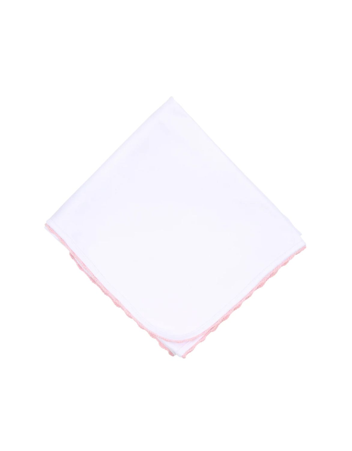 Baby Joy Receiving Blanket with Pink Crochet Trim