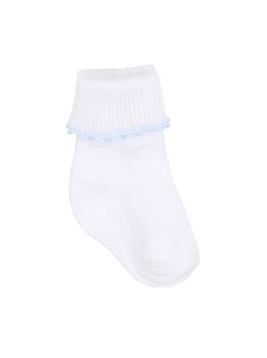 Baby Joy Socks with Light Blue Crochet Trim