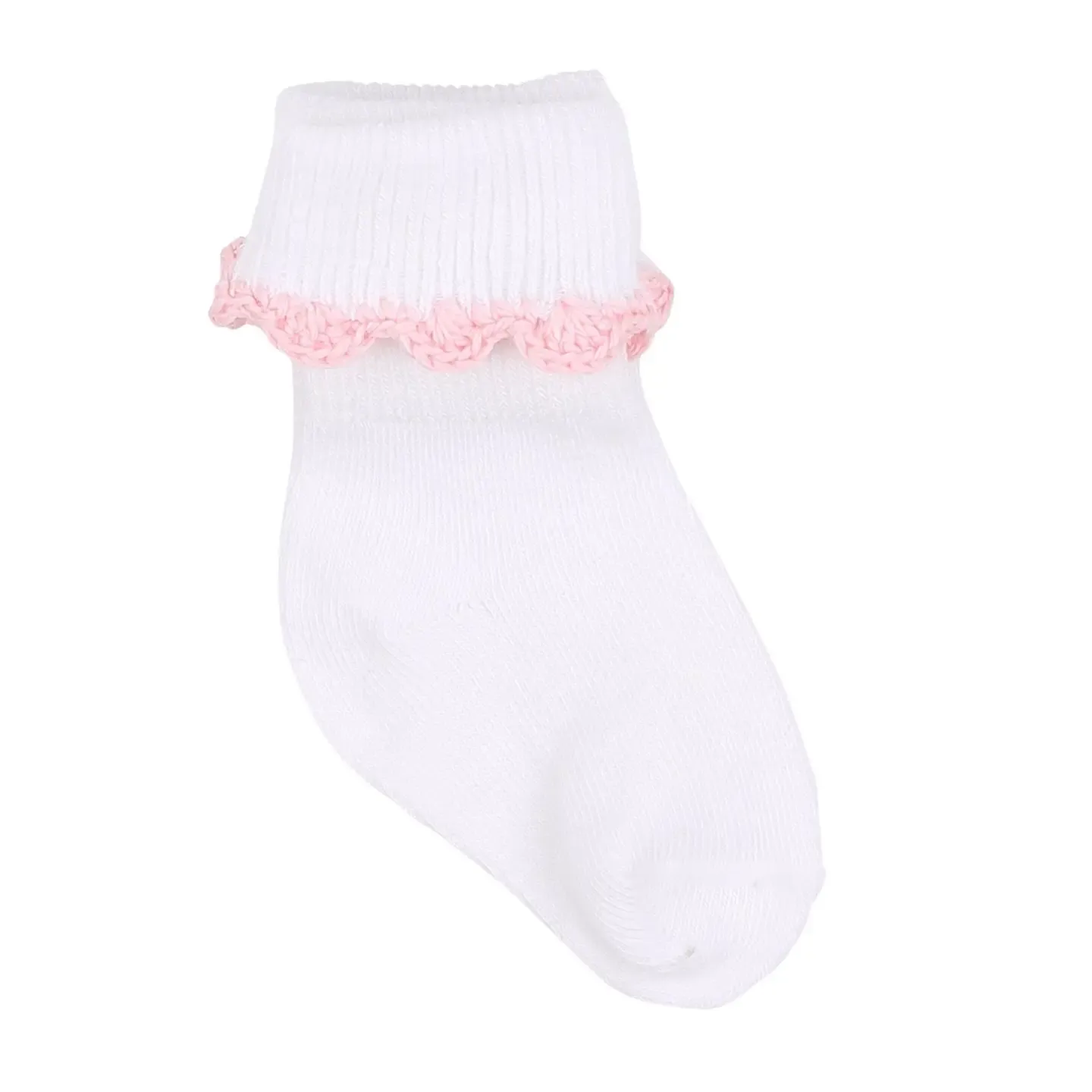 Baby Joy Socks with Light Pink Crochet Trim