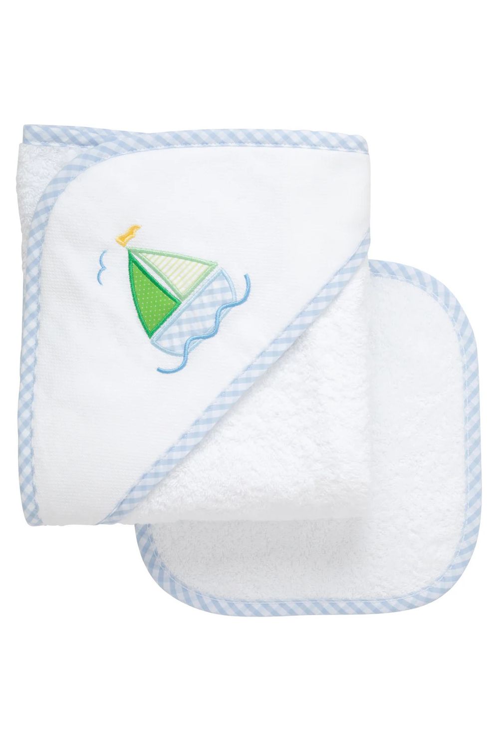 Sailboat Hooded Towel and Washcoth Set, Blue