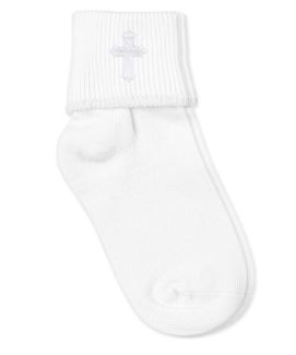 Cross Baptism Cotton Turn Cuff Dress Socks Small