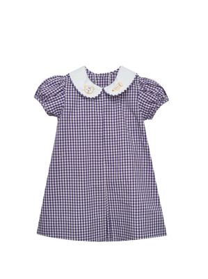 Tiger Paw/ Megaphone Embr Purple Gingham Dress