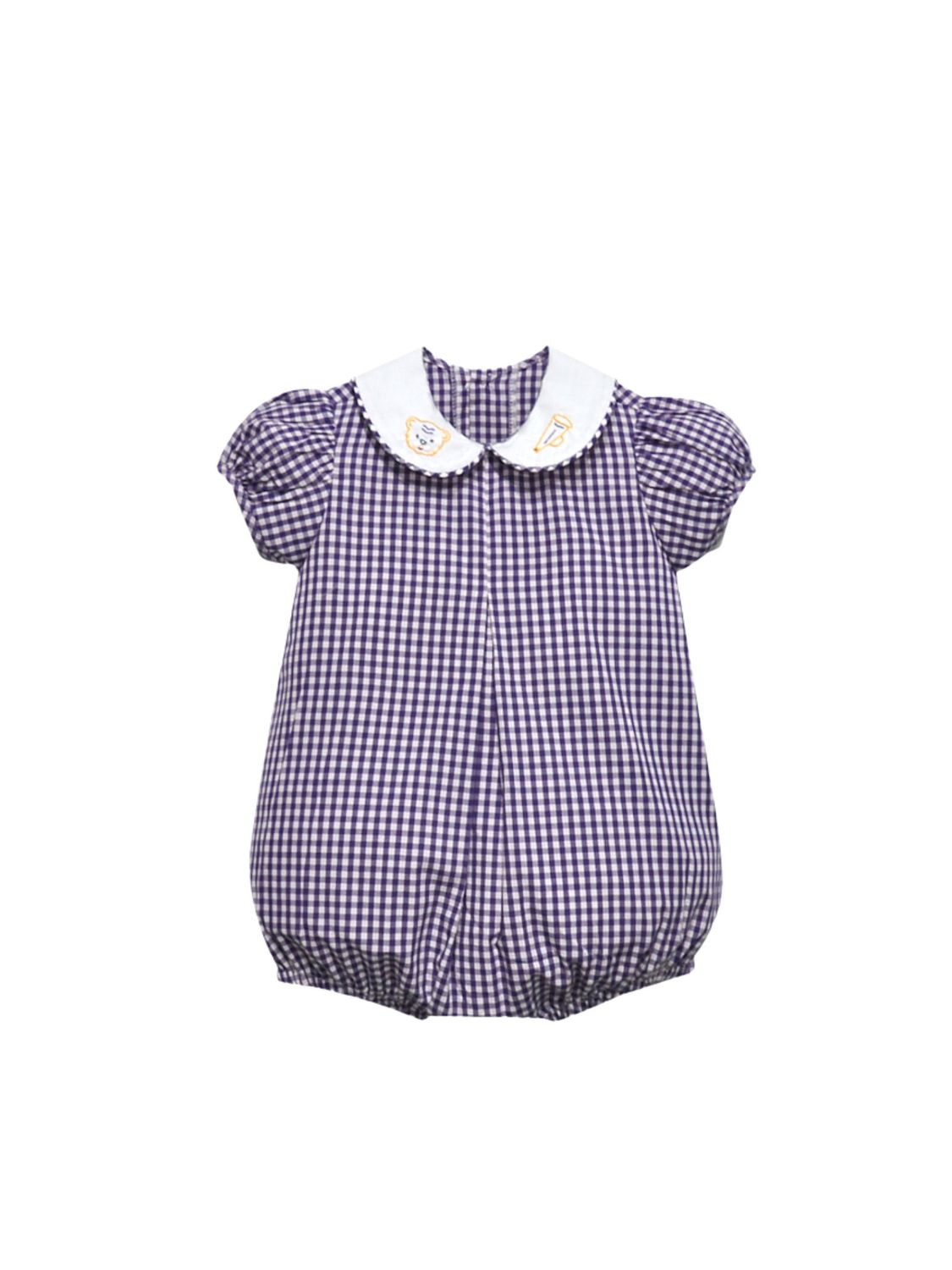 Tiger Paw/ Megaphone Embr Purple Gingham Girl Bubble