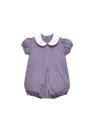 Tiger Paw/ Megaphone Embr Purple Gingham Girl Bubble