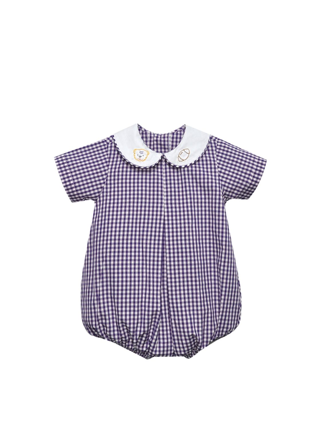 Tiger/ Football Purple Gingham Boy Bubble