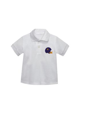 Purple Helmet on White Polo