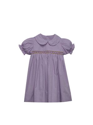 Purple/Gold  Gingham Smocked Dress