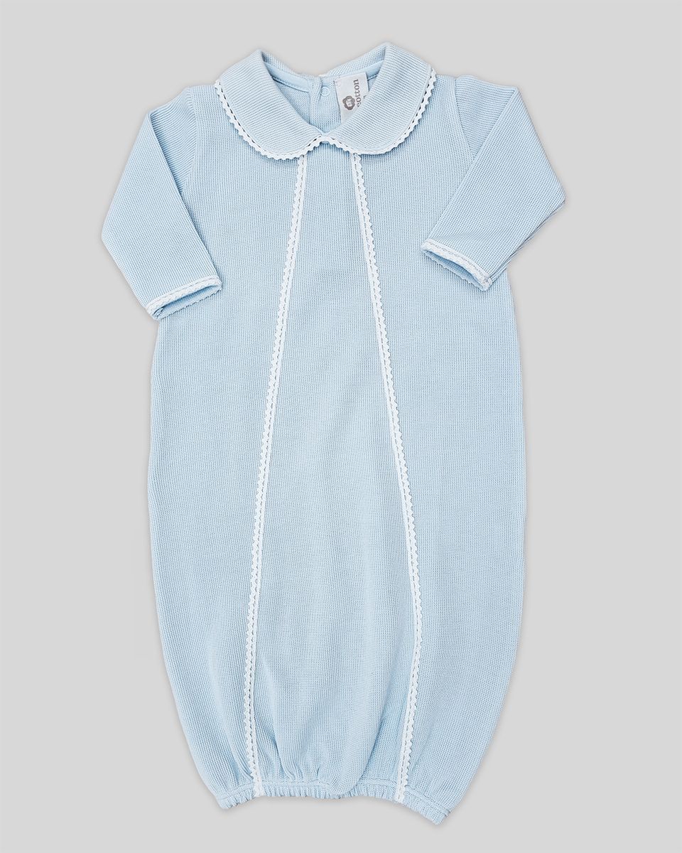 Milen Baby Gown - Special Knit Blue