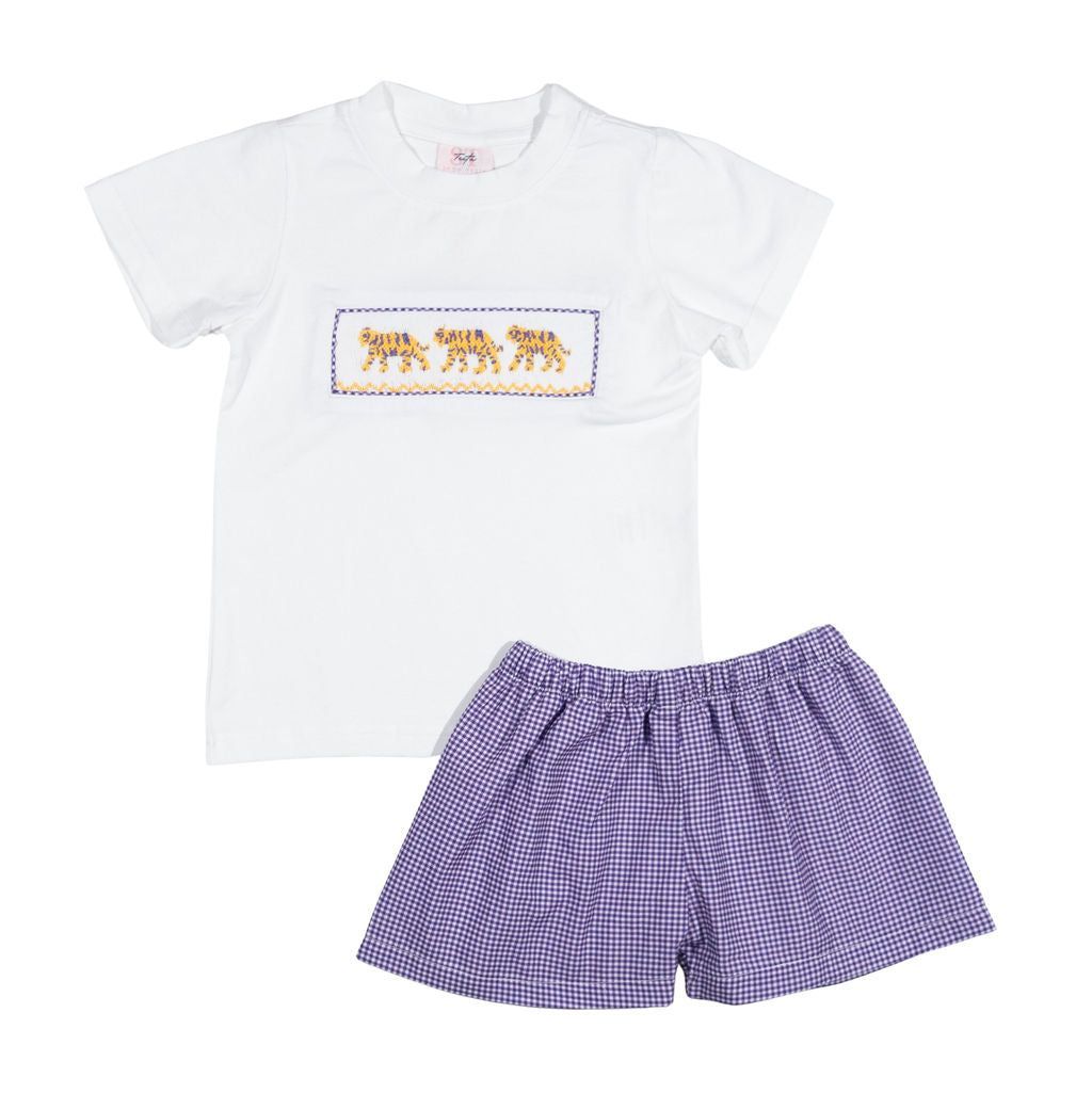 Tiger Wyatt Short Set, Purple GIngham