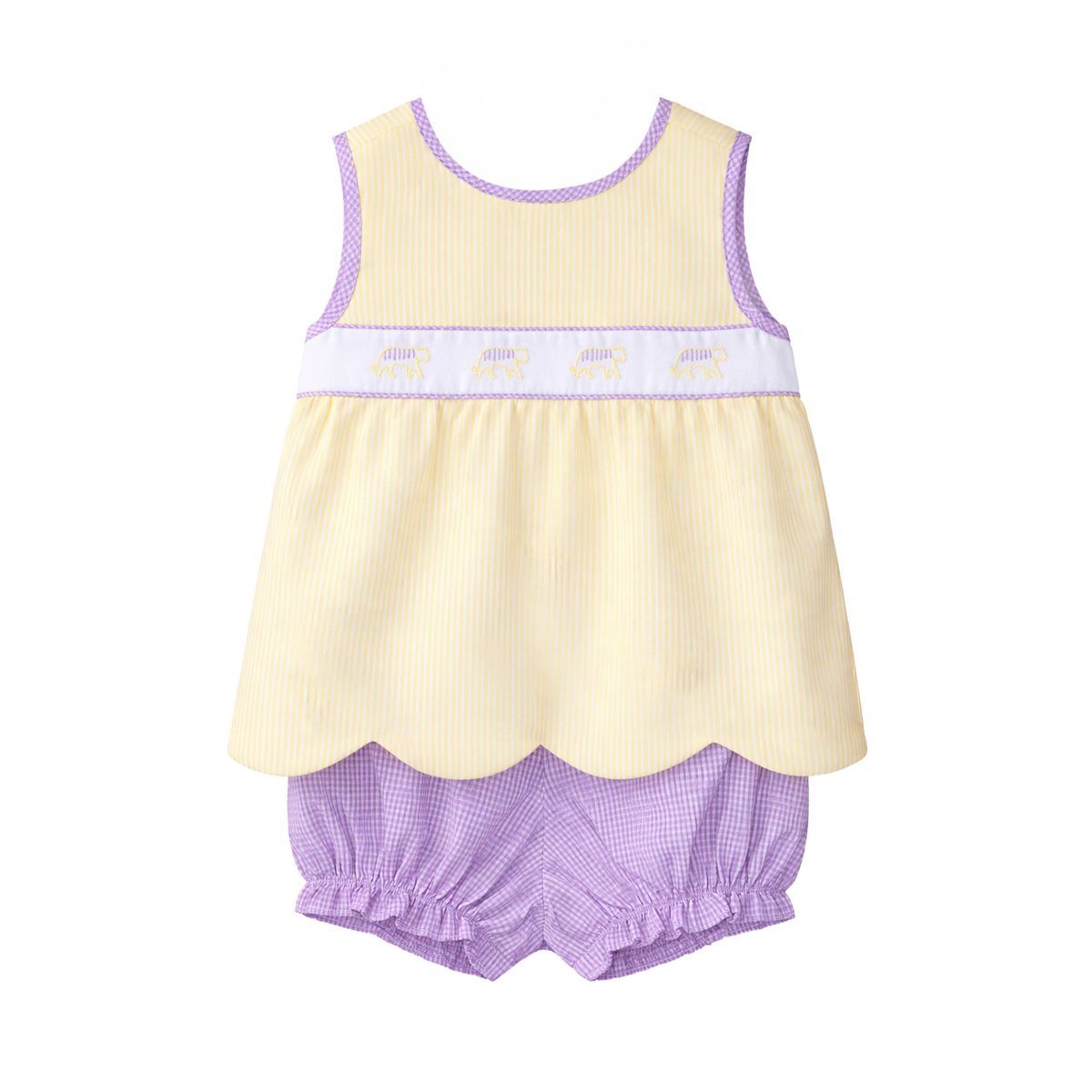 Elaine Scallop Bloomer Set, Yellow Tiger Stripe