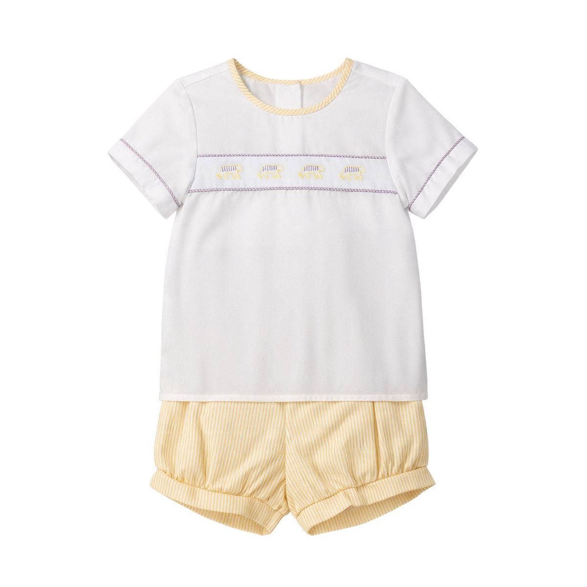 Wyatt Banded Short Set, Yellow Tiger Stripe