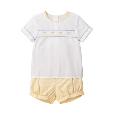 Wyatt Banded Short Set, Yellow Tiger Stripe