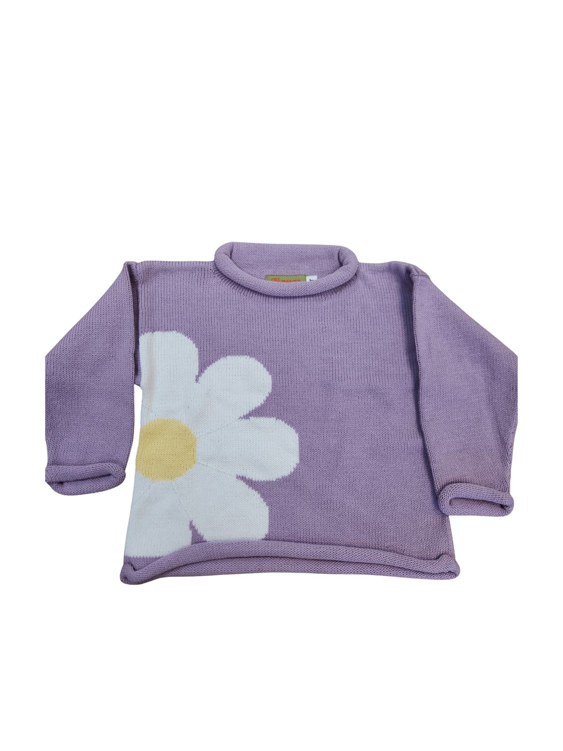Lavender Roll Neck Sweater with Daisy