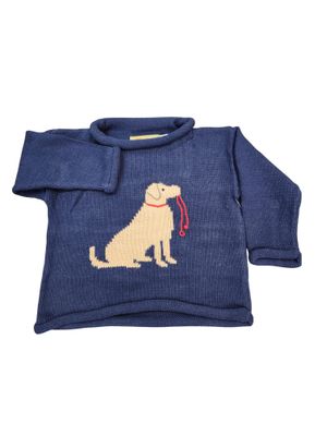 Dark Royal Roll Neck Sweater, Lab/Leash