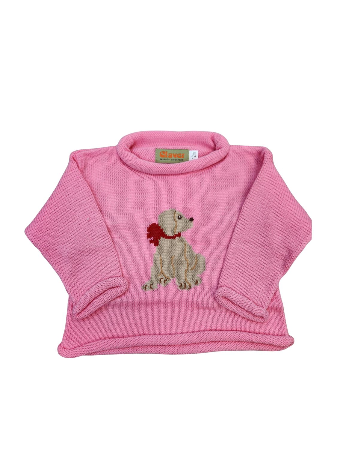 Light Bubblegum Roll Neck Sweater, Lab/Bow
