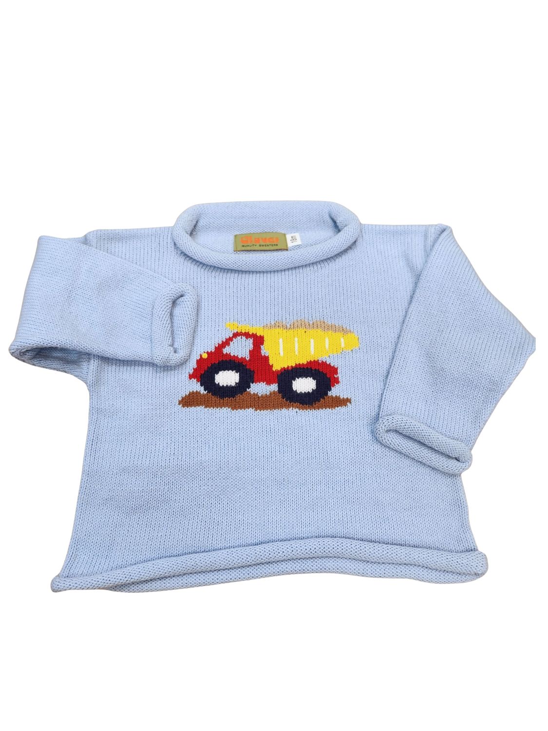 Sky Blue Roll Sweater, Dump Truck/ Sand