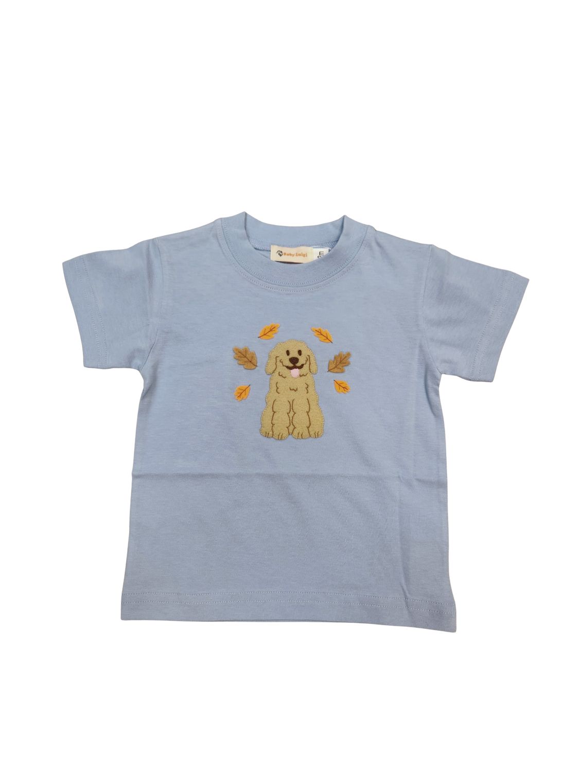 Lt Sky Blue SS Tshirt, Doodle/ Leaves