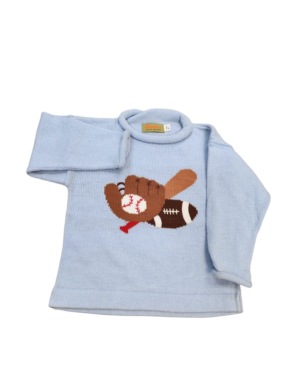 Sky Blue Roll Neck Sweater, Baseball/ Football