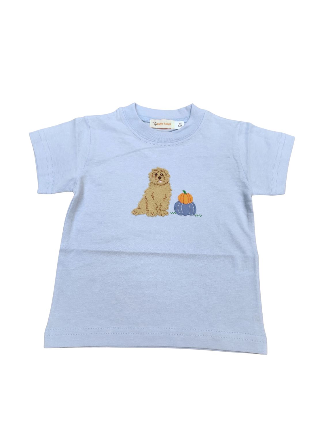 Lt Sky Blue SS Tshirt, Doodle/ Pumpkin  