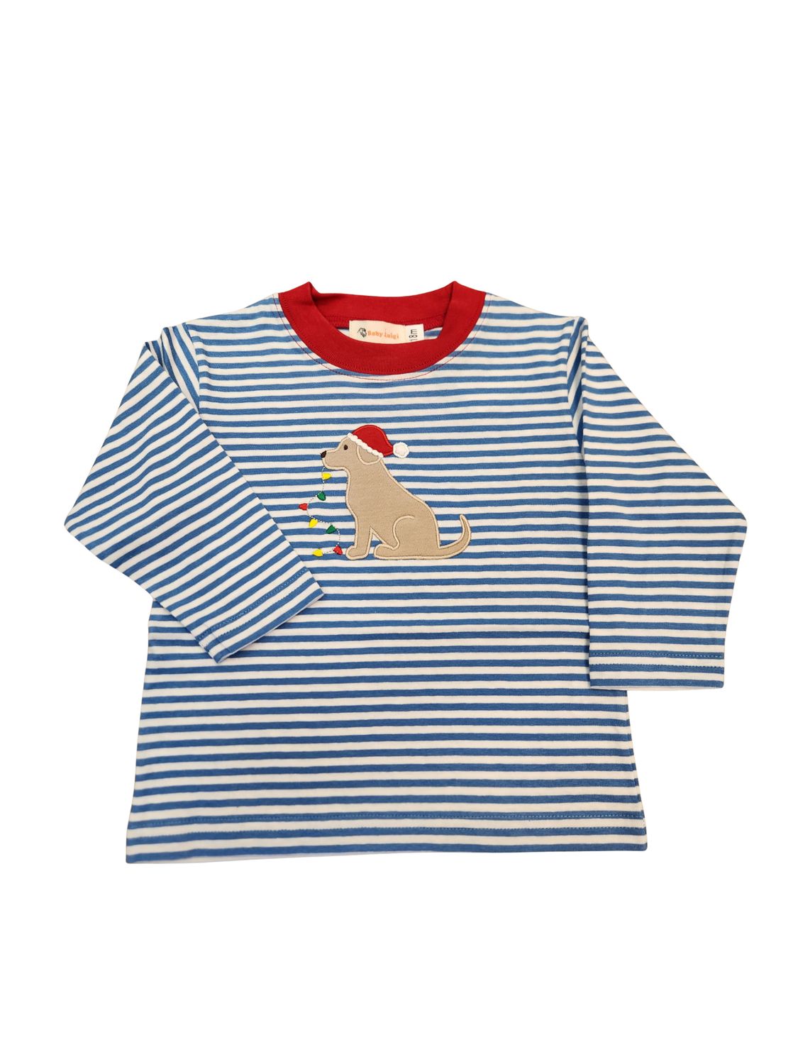 Blue and White Stripe LS Tshirt with Lab/ Lights