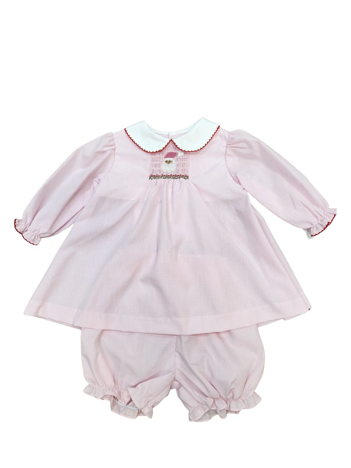 Pink Gingham Santa Smock Dress