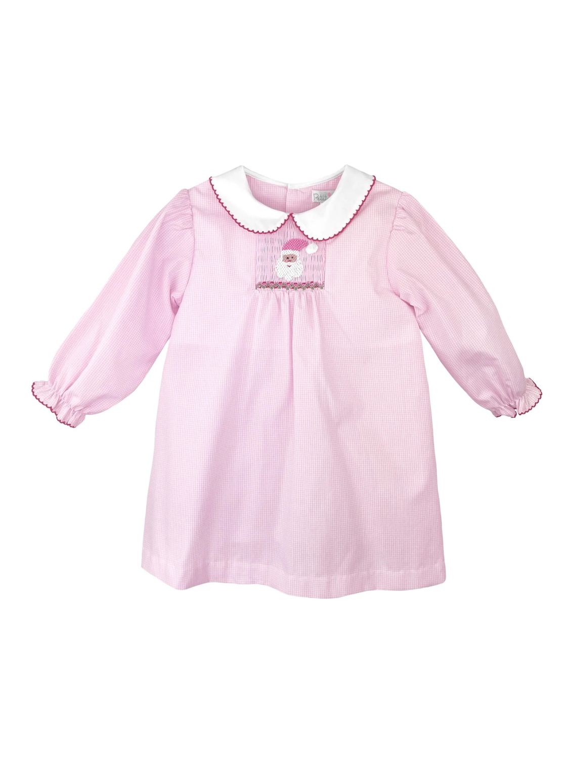 Pink Gingham Santa Smock Dress