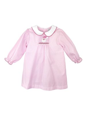 Pink Gingham Santa Smock Dress