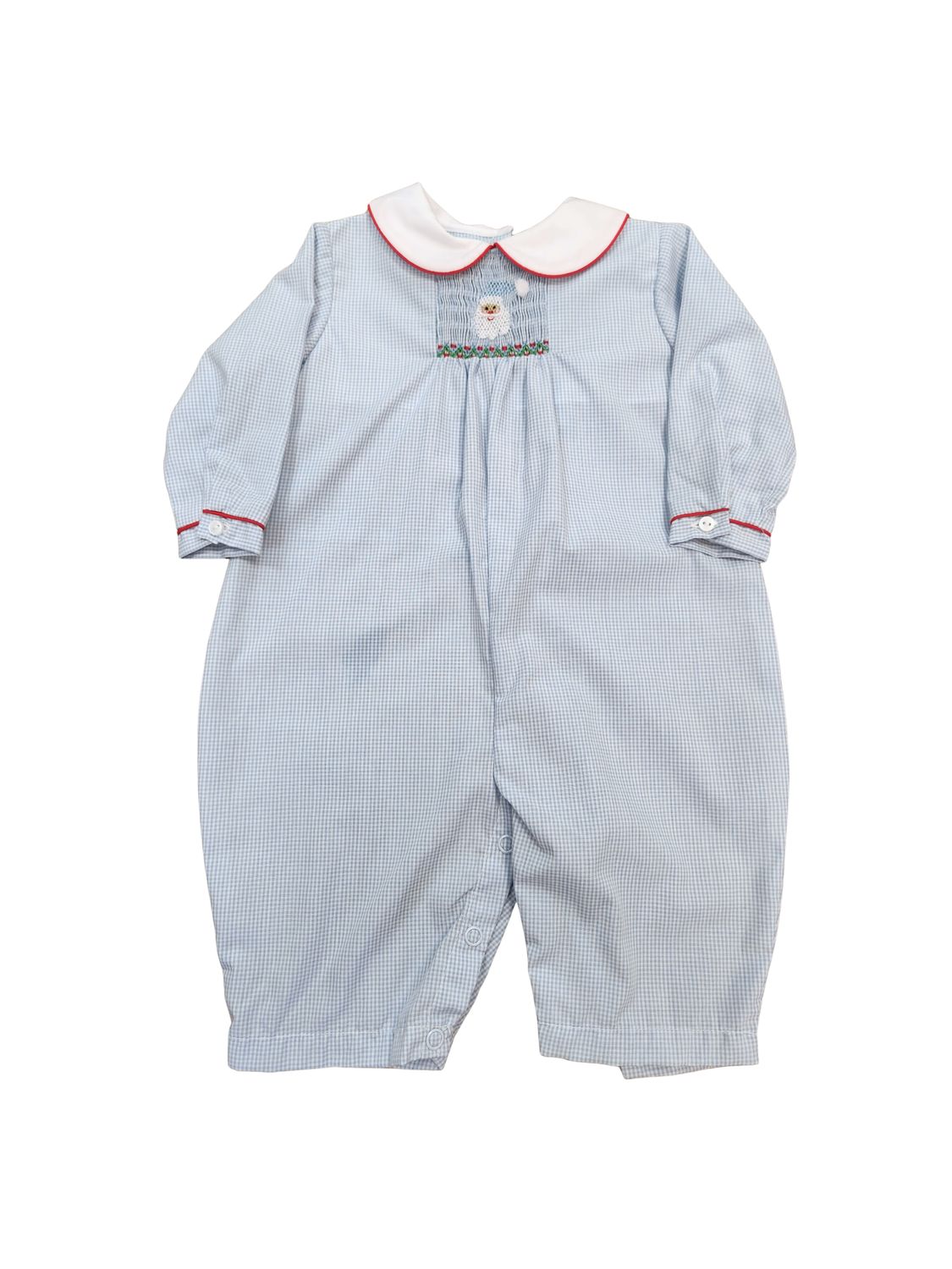 Blue Gingham Santa Smock Longall