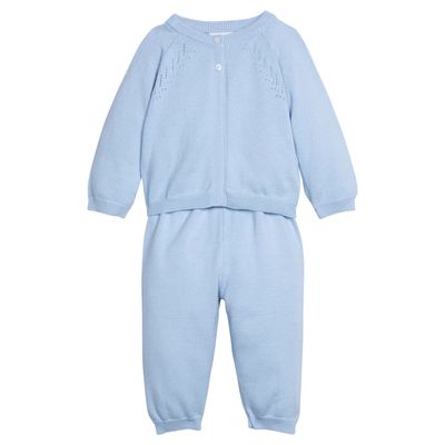 Pointelle Knit Set, Light Blue