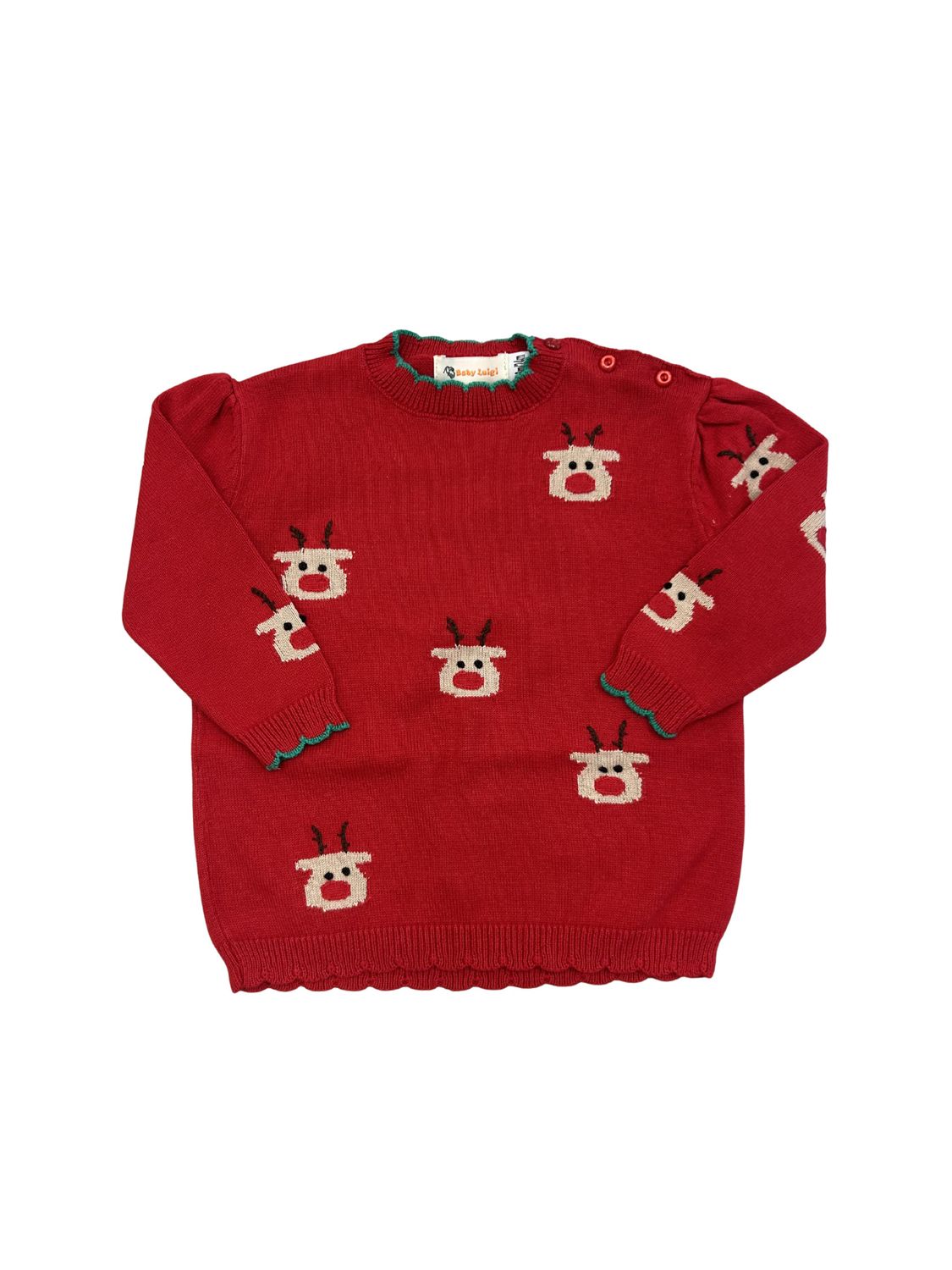 Red Rudolph Scallop Sweater
