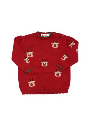 Red Rudolph Scallop Sweater