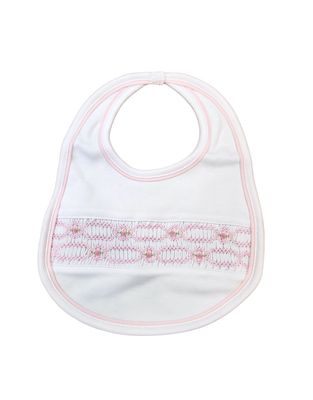 Poppy Smocked Bib. Pink