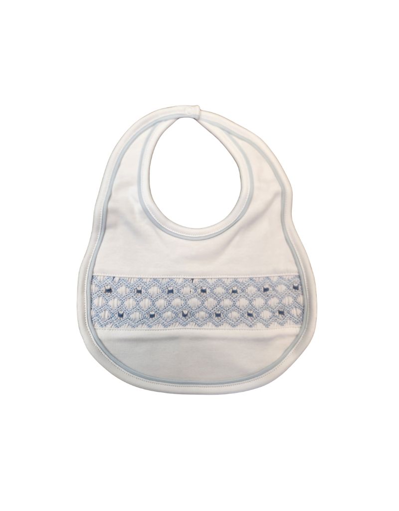 Charlie Smocked Bib. Light Blue