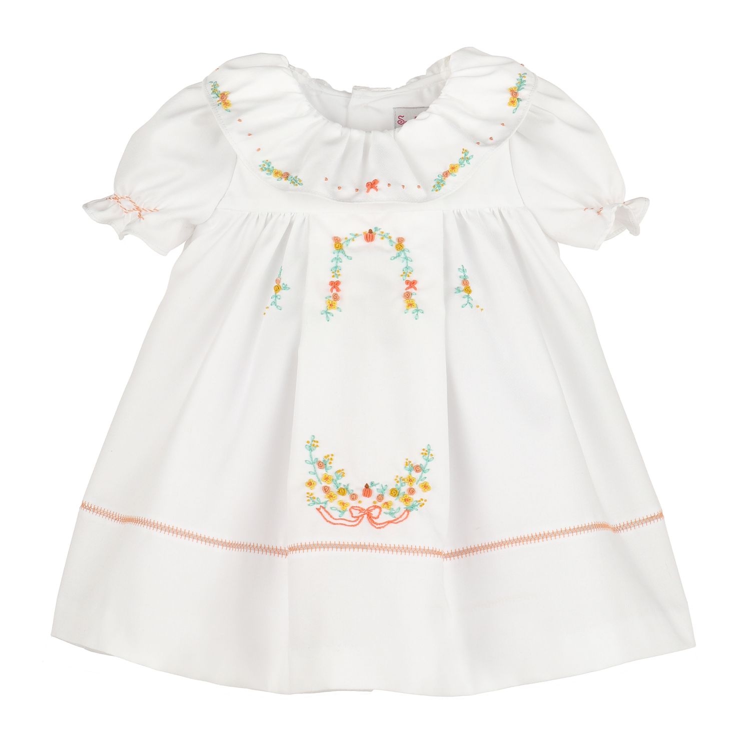 '26 Pumpkin Ruffle Dress, White