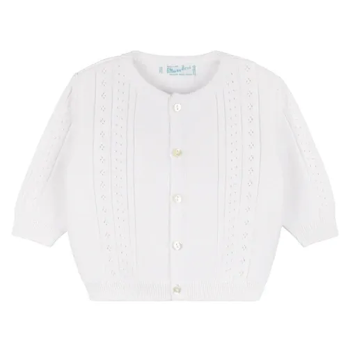 Classic Pointelle Knit Cardigan, White