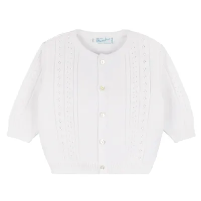 Classic Pointelle Knit Cardigan, White