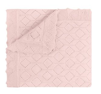 Lux Pointelle Knit Blanket, Pink