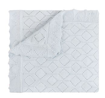 Lux Pointelle Knit Blanket, Blue