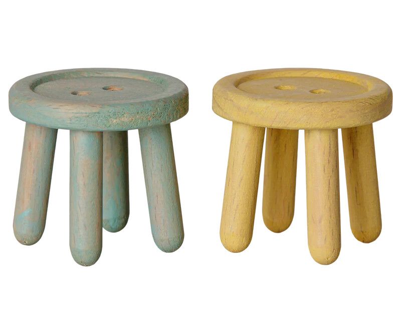 Stool Set, Mint and Yellow