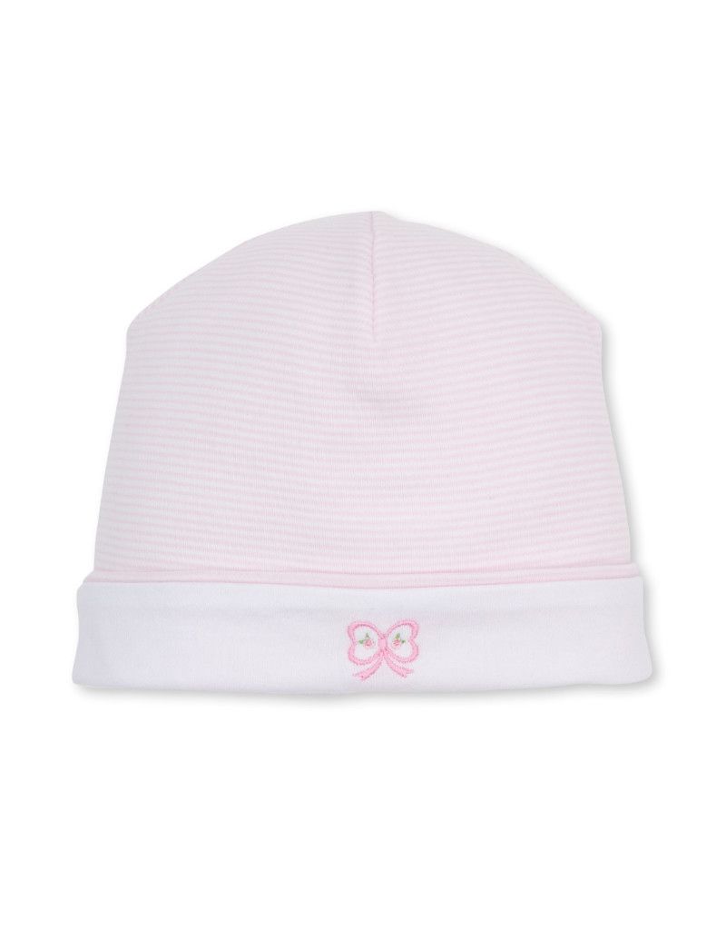 Classic Treasures Bow Hat, Pink Stripe NB