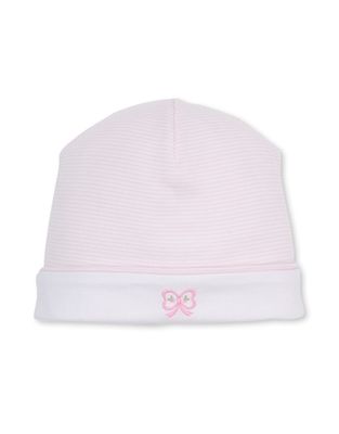 Classic Treasures Bow Hat, Pink Stripe NB