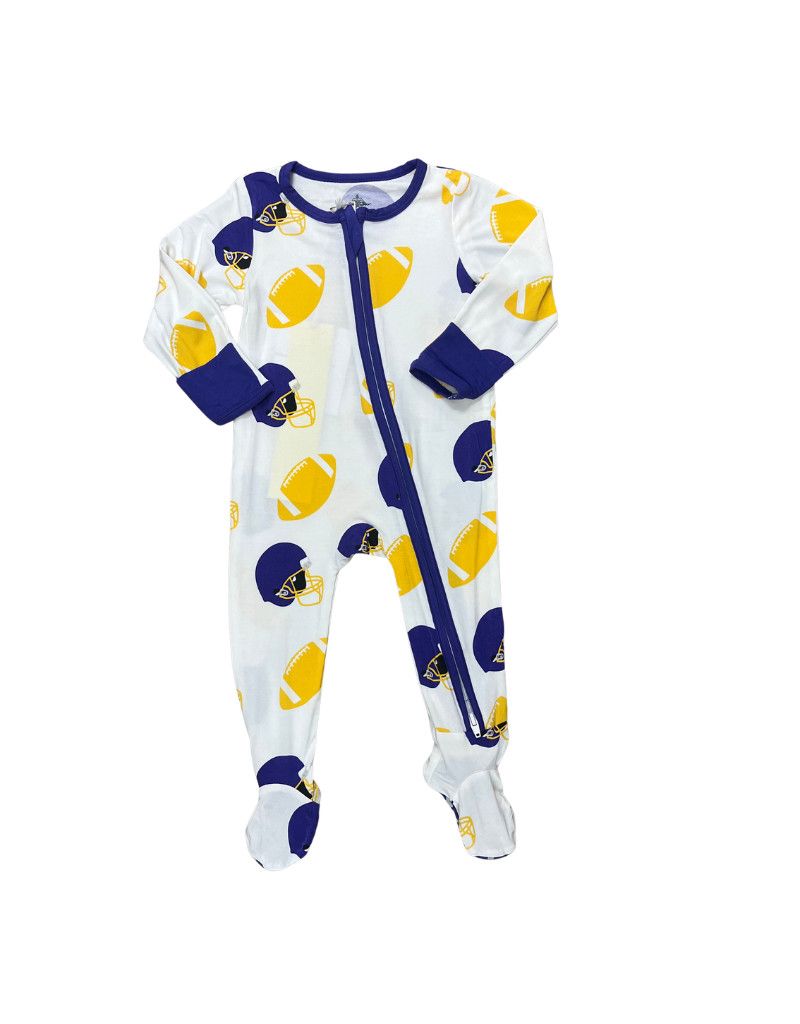 Football Fever Purple and Yellow Romper